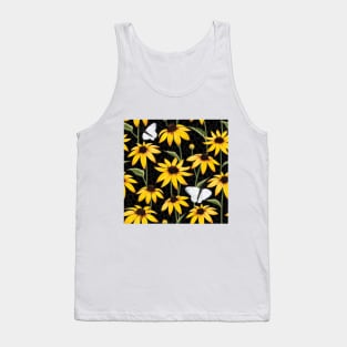 Rudbeckia pattern black Tank Top